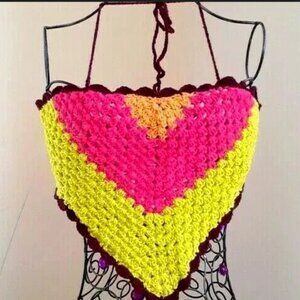 NWT Crochet Cropped Top Halter Neck Cotton size S/ M